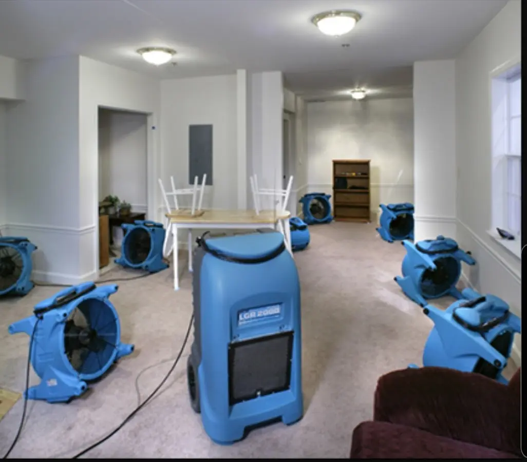 Air movers and dehumidifier setup for Water Extraction & Removal in Estacada